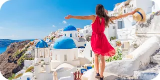 a beautifull girl
            enjoying Trip To Greece